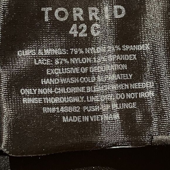 Torrid Floral/Lace Black T-Shirt Bra Sz 42C - Picture 6 of 6